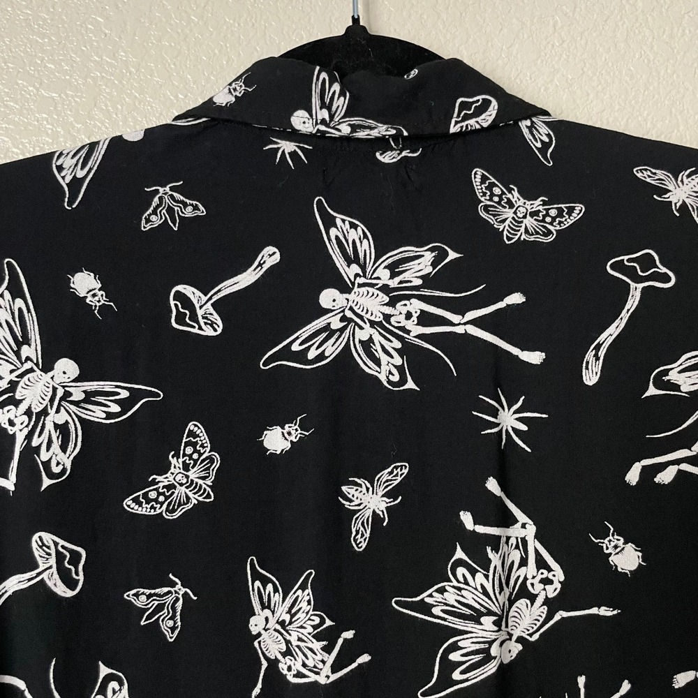 Hot Topic Top Womens Medium Skeleton Fairy Mushroom Bug Novelty Grunge Goth - Picture 7 of 10